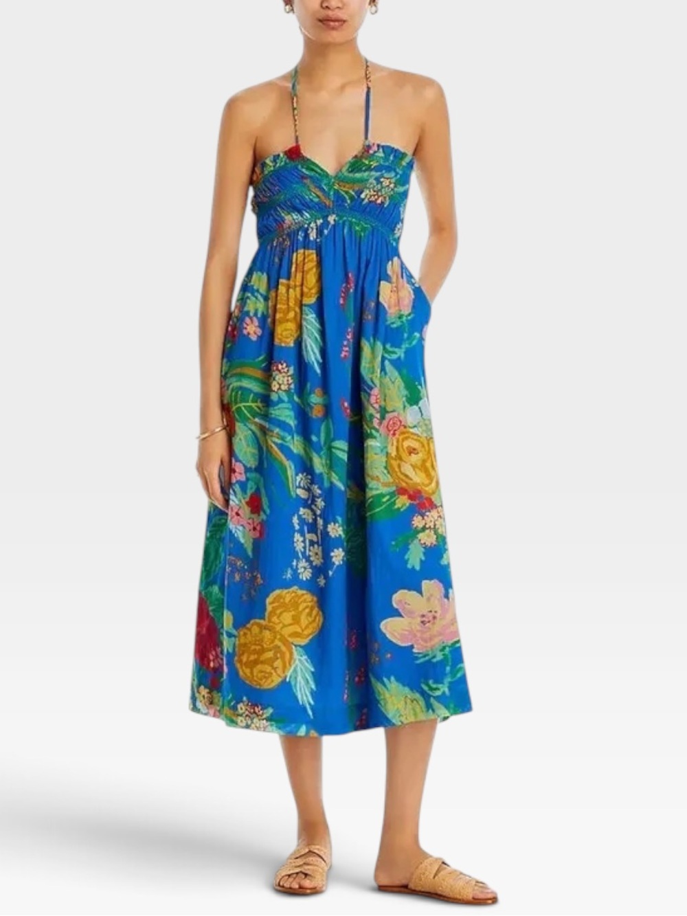 MOTHER The Screeching Halter Floral Midi Sundress